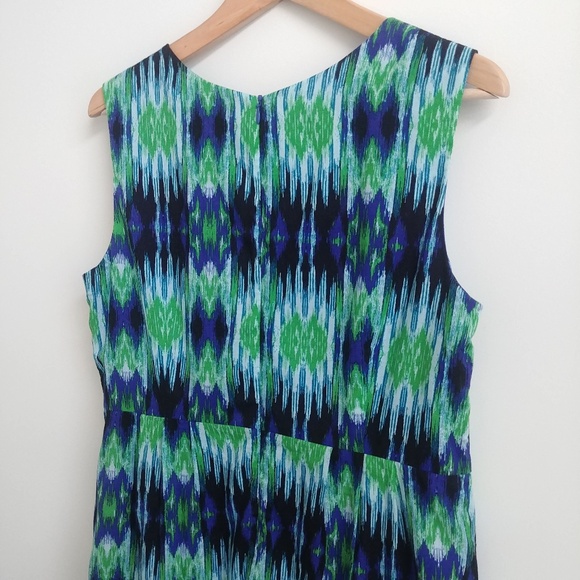 Rabbit Rabbit Rabbit blue green cotton dress shell buttons 12 Petite - Picture 5 of 13